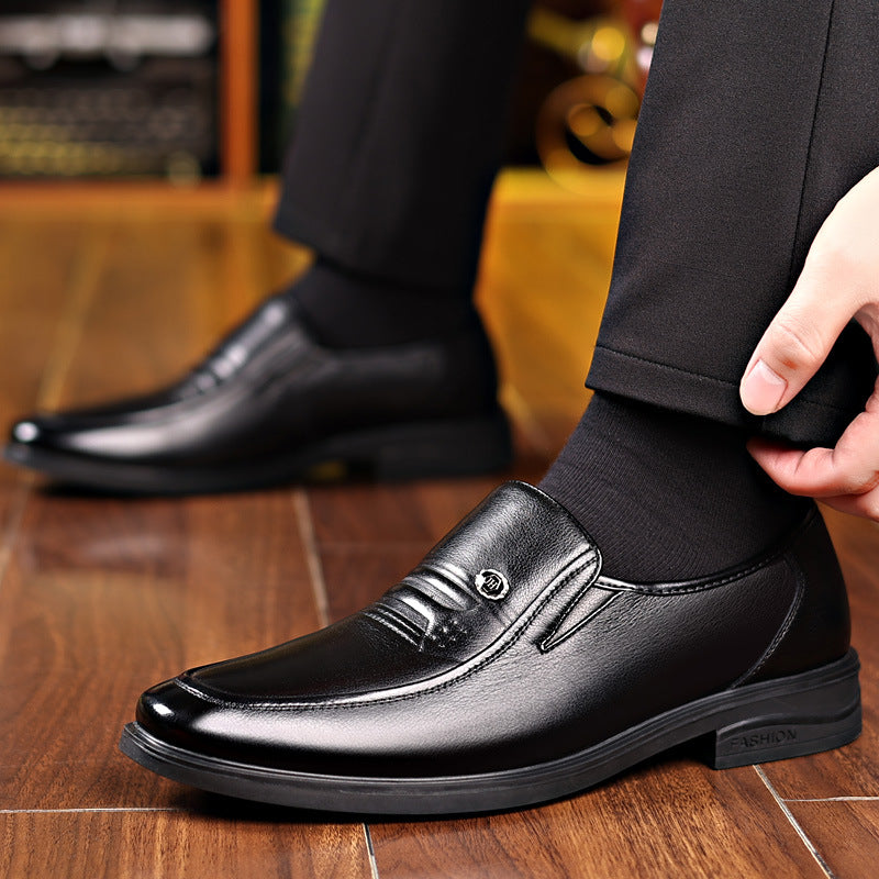 Men's Genuine Spring Soft Bottom Dad British Style Leather Shoes