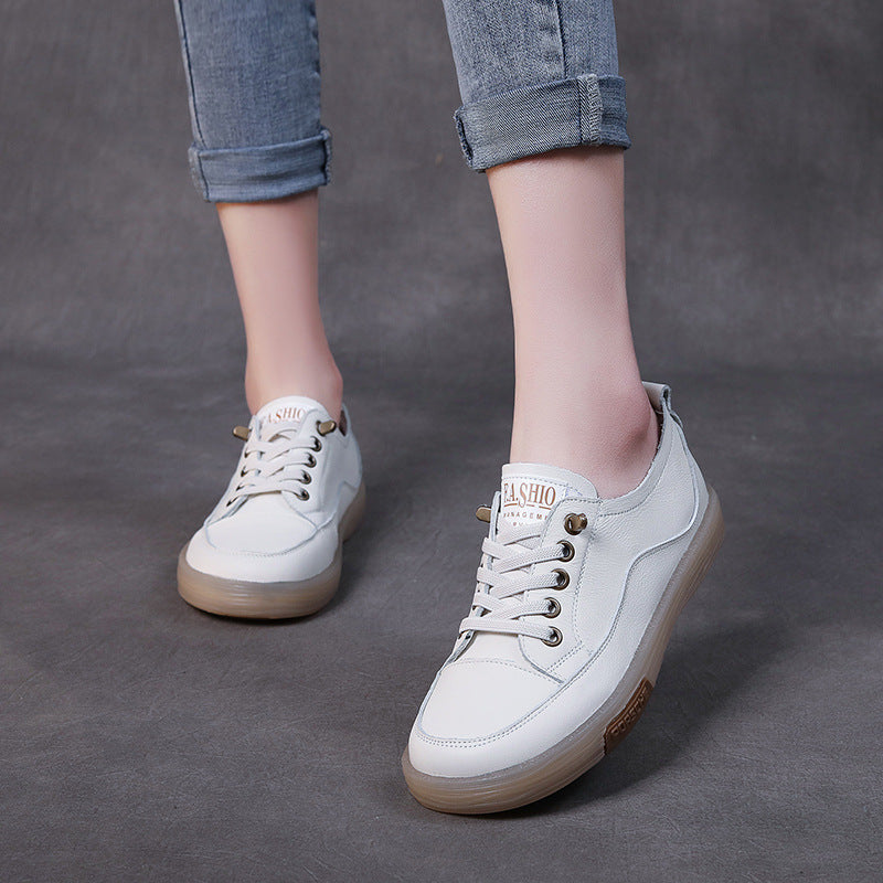 Genuine Soft Bottom Pumps Flat White Women's Casual Shoes