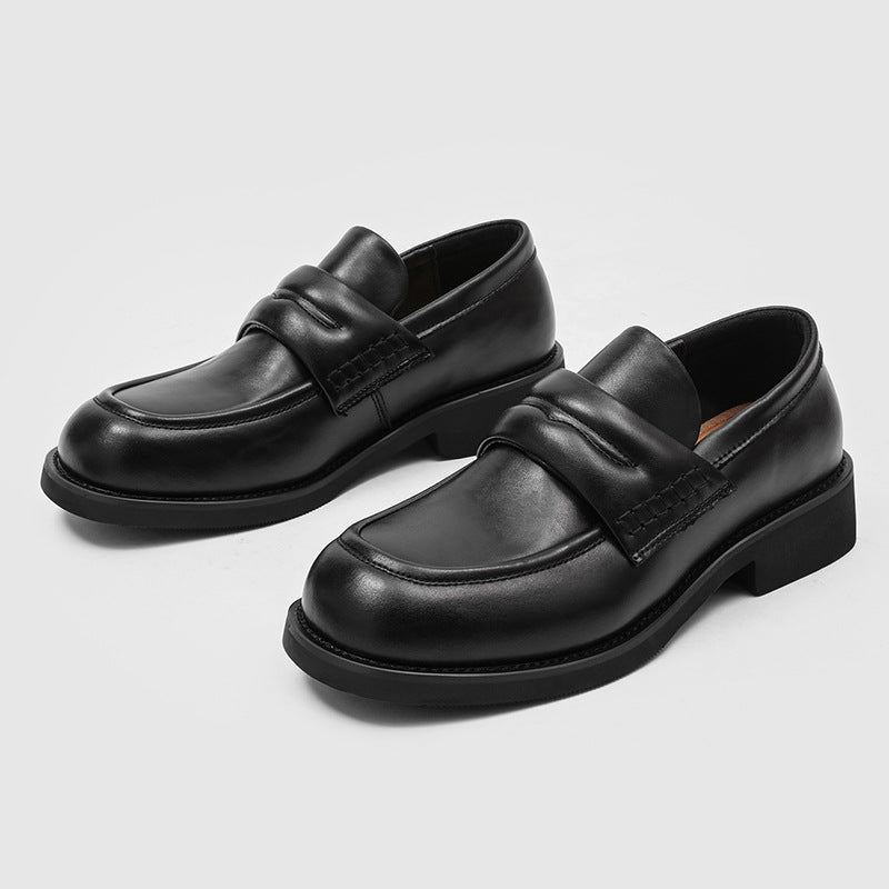 Men's Slip-on Retro Square Toe Derby Black Business Loafers