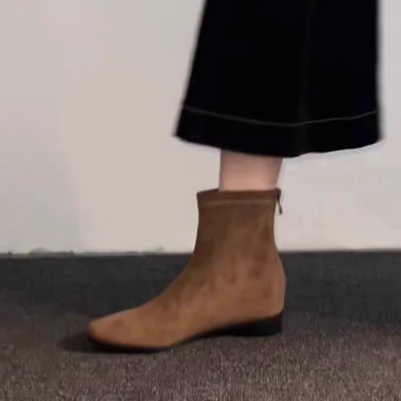 Women's Increasing Insole Korean Style Retro Ankle Elegant Suede Skinny Women's Leather Boots