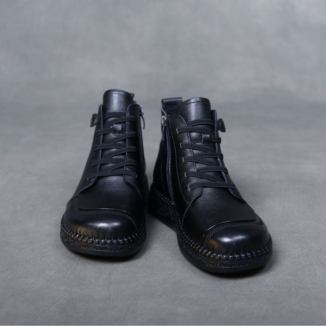 Women's Popular Winter Flat Western Style Middle Length Cotton Tube Real Boots