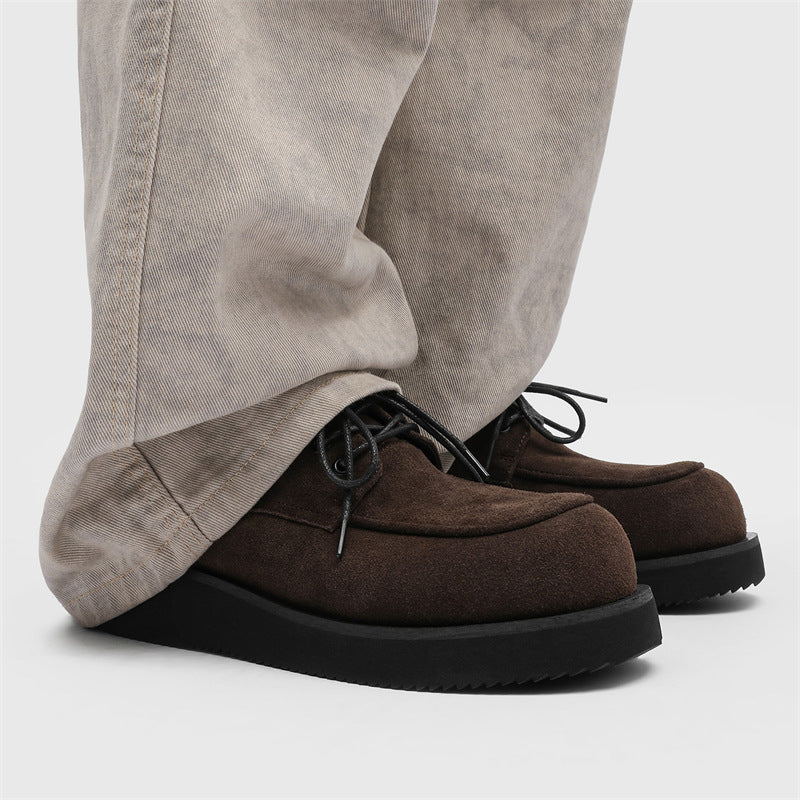 Platform Commuter Height Increasing Trendy Big Toe Derby Leather Shoes