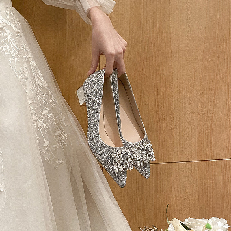 Women's Kitten Square Buckle Wedding Bridesmaid Plus Women's Fashion Shoes