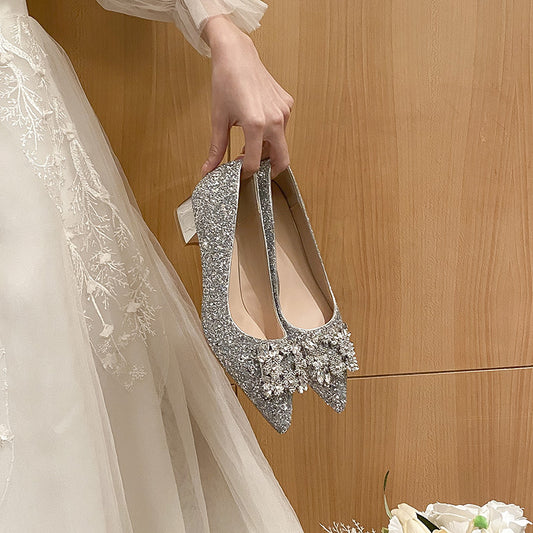 Women's Kitten Square Buckle Wedding Bridesmaid Plus Women's Fashion Shoes