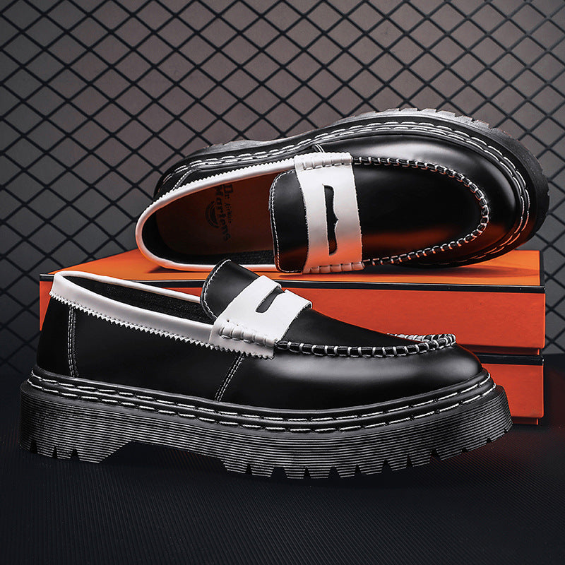 Men's Beads Cowhide Platform Slip-on Lazy Pumps Men's Casual Leather Shoes