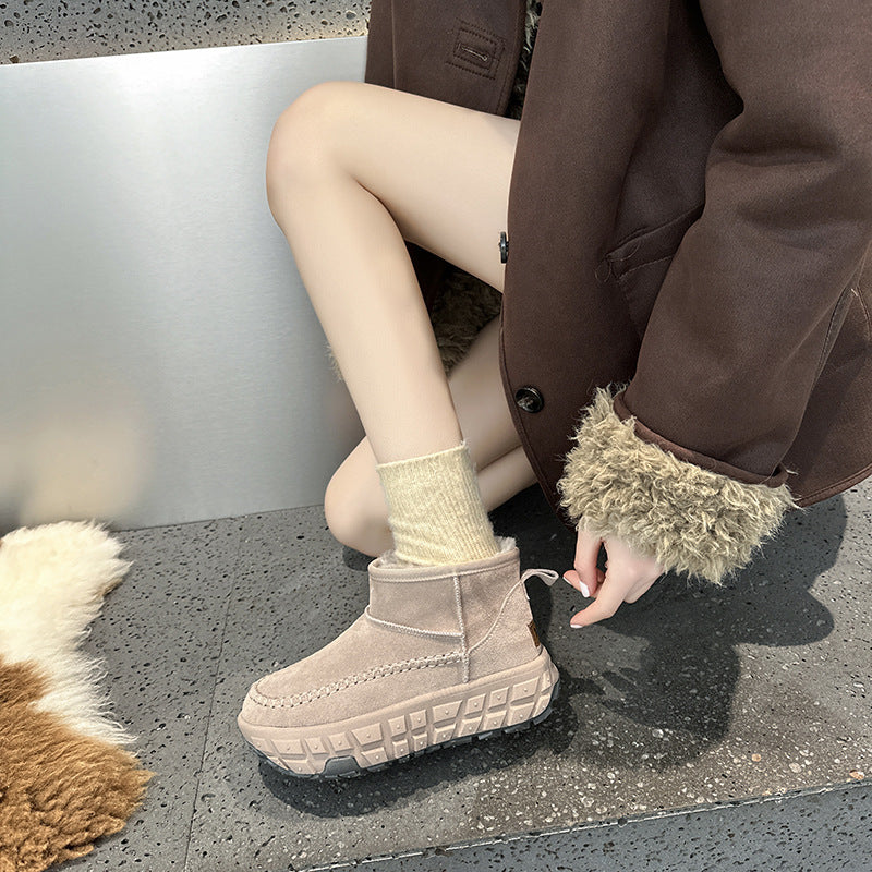 Women's Genuine Short Tube Height Increasing Insole Snow Boots