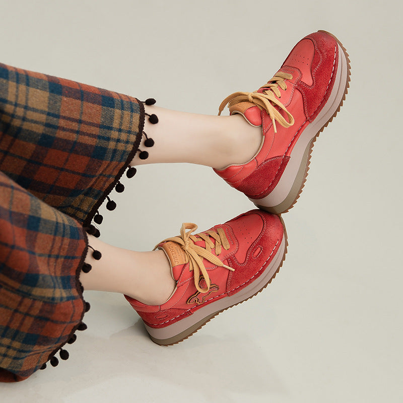 Women's First Layer Cowhide Sports Style Comfortable Women's Casual Shoes