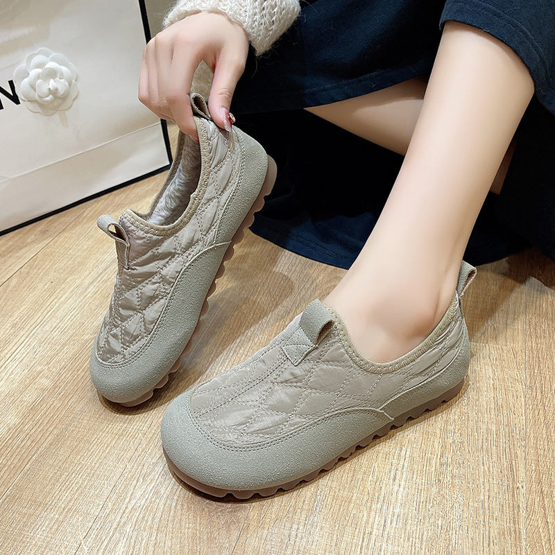 Women's Down Cloth Fleece-lined Female Slip-on Pregnant Casual Shoes