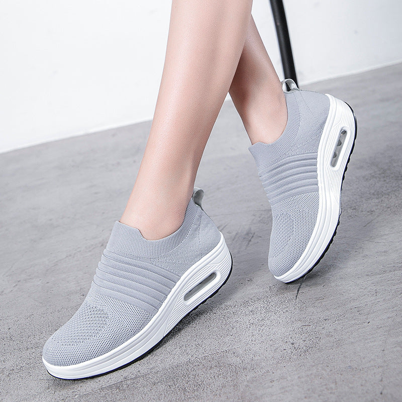 Women's For Stretch Socks Mouth Flying Woven Air Cushion Women's Shoes