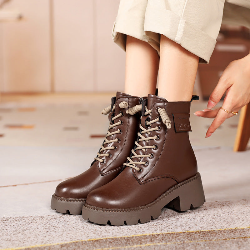 Women's Thickened Veet Ankle Thick Bottom Fleece-lined Chunky Boots