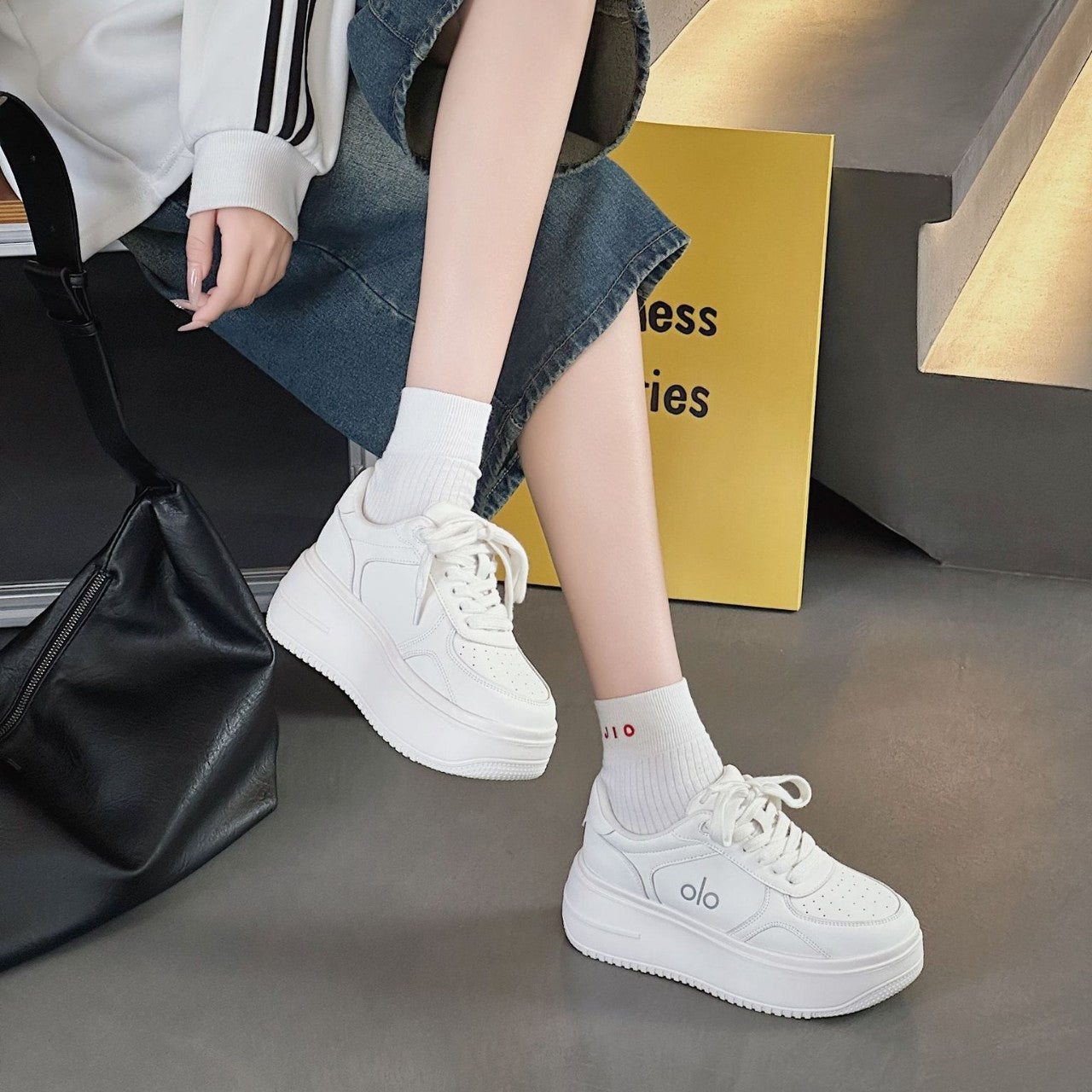 First Layer Cowhide Platform White Summer Trendy Comfortable Heels