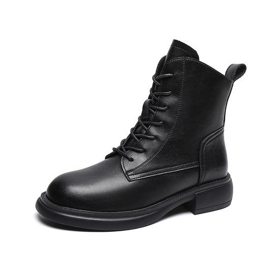 Women's British Style Black Martin Veet Short Winter Heels