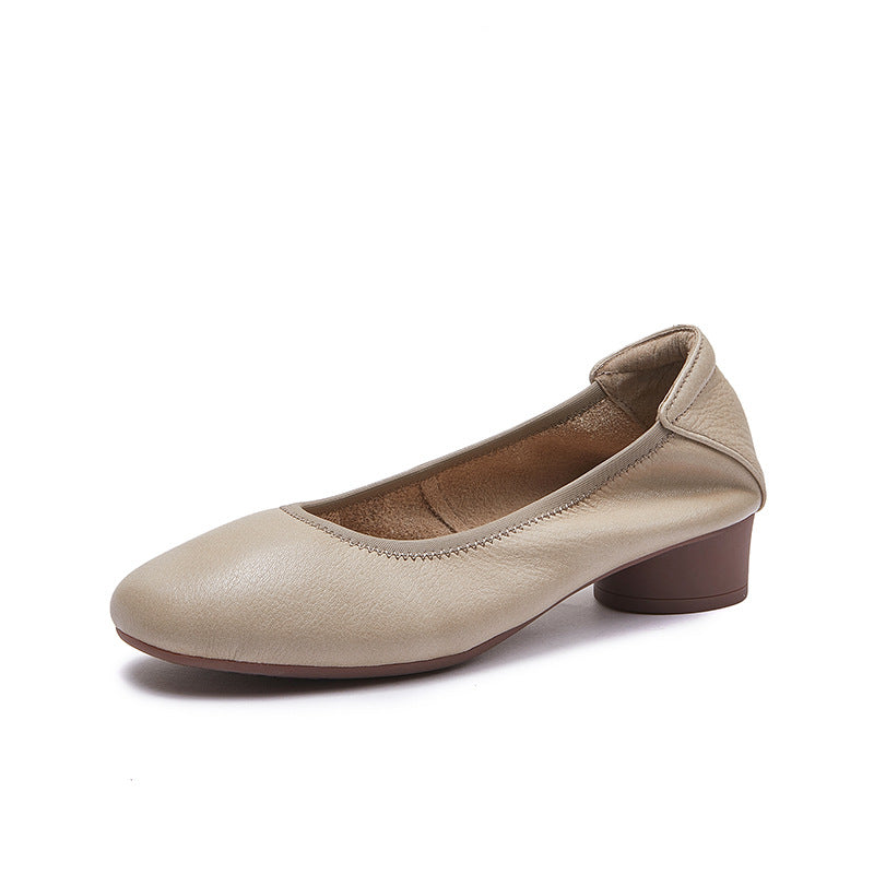 Women's Black Professional Oversized Round Toe Mom Women's Shoes