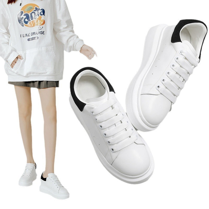 Women's White Autumn Breathable Hidden Platform Sports Women's Board Shoes