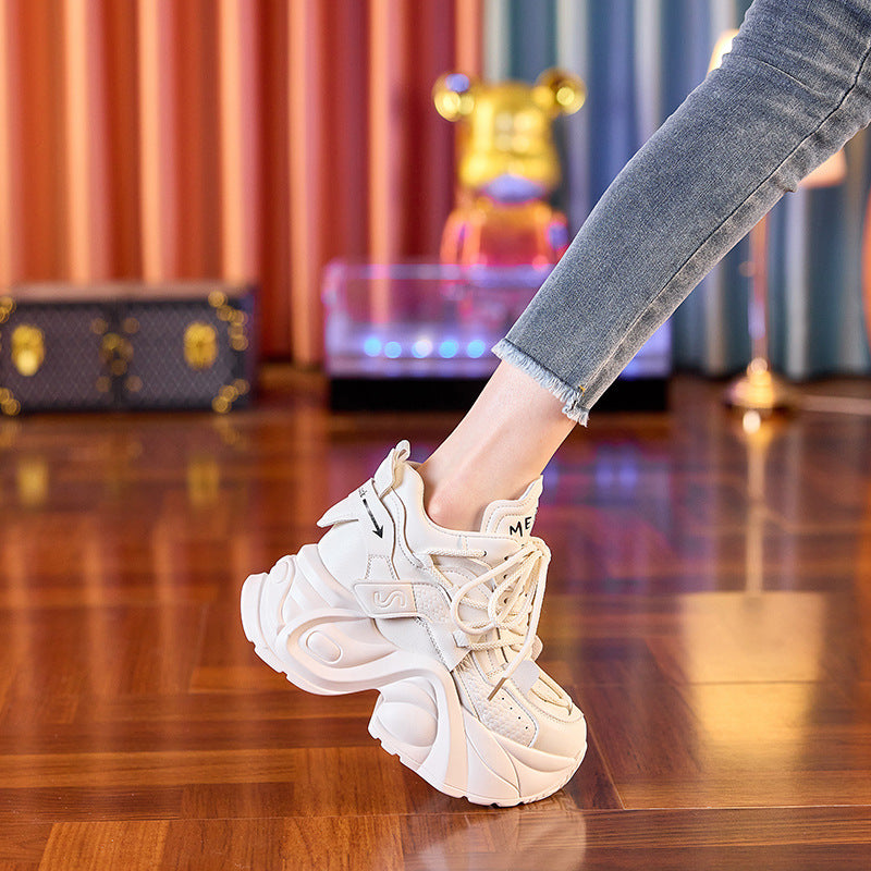 Women's Increasing Insole Dad Thick-soled White Platform Women's Casual Shoes