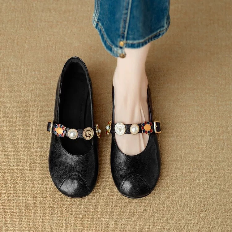 Women's Retro Soft Low Round Toe Shallow Mouth Women's Fashion Shoes