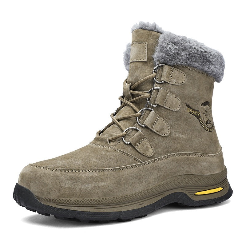 Men's Winter Fleece-lined Warm Slugged Bottom Outdoor Snow Boots
