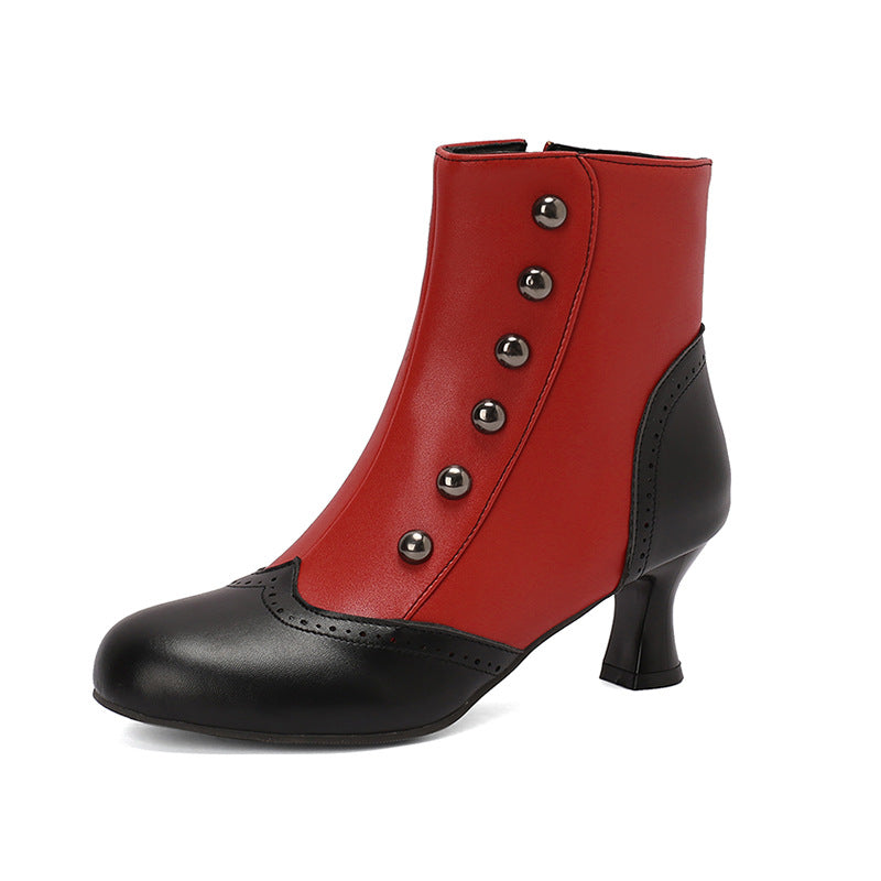 Women's Plus Size Color Matching Metal Rivet Heels