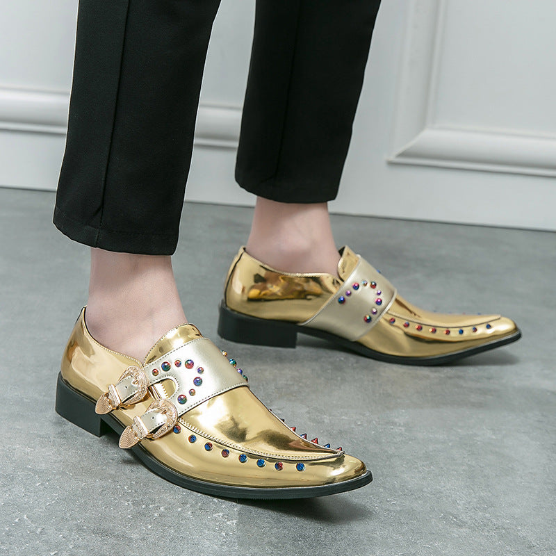 Men's Enchantress Chelsea Gold Pointed Plus Size Leather Shoes