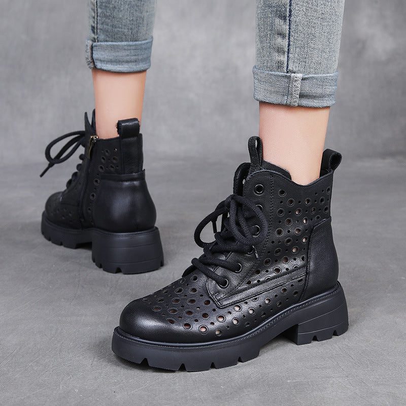 Women's Authentic Hollow Out Martin Thick Bottom Hole Summer Breathable Women's Shoes