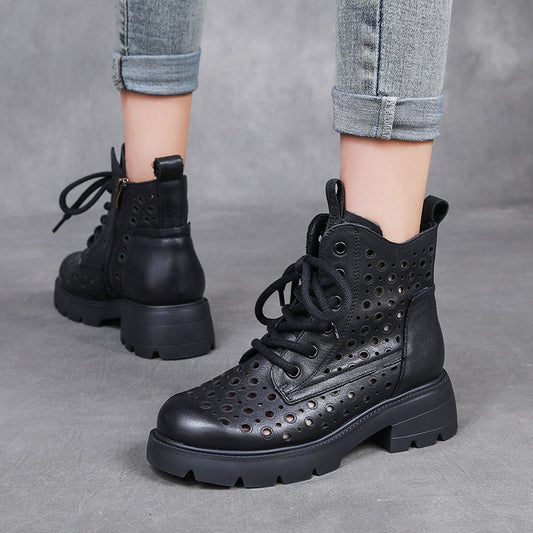 Women's Authentic Hollow Out Martin Thick Bottom Hole Summer Breathable Women's Shoes