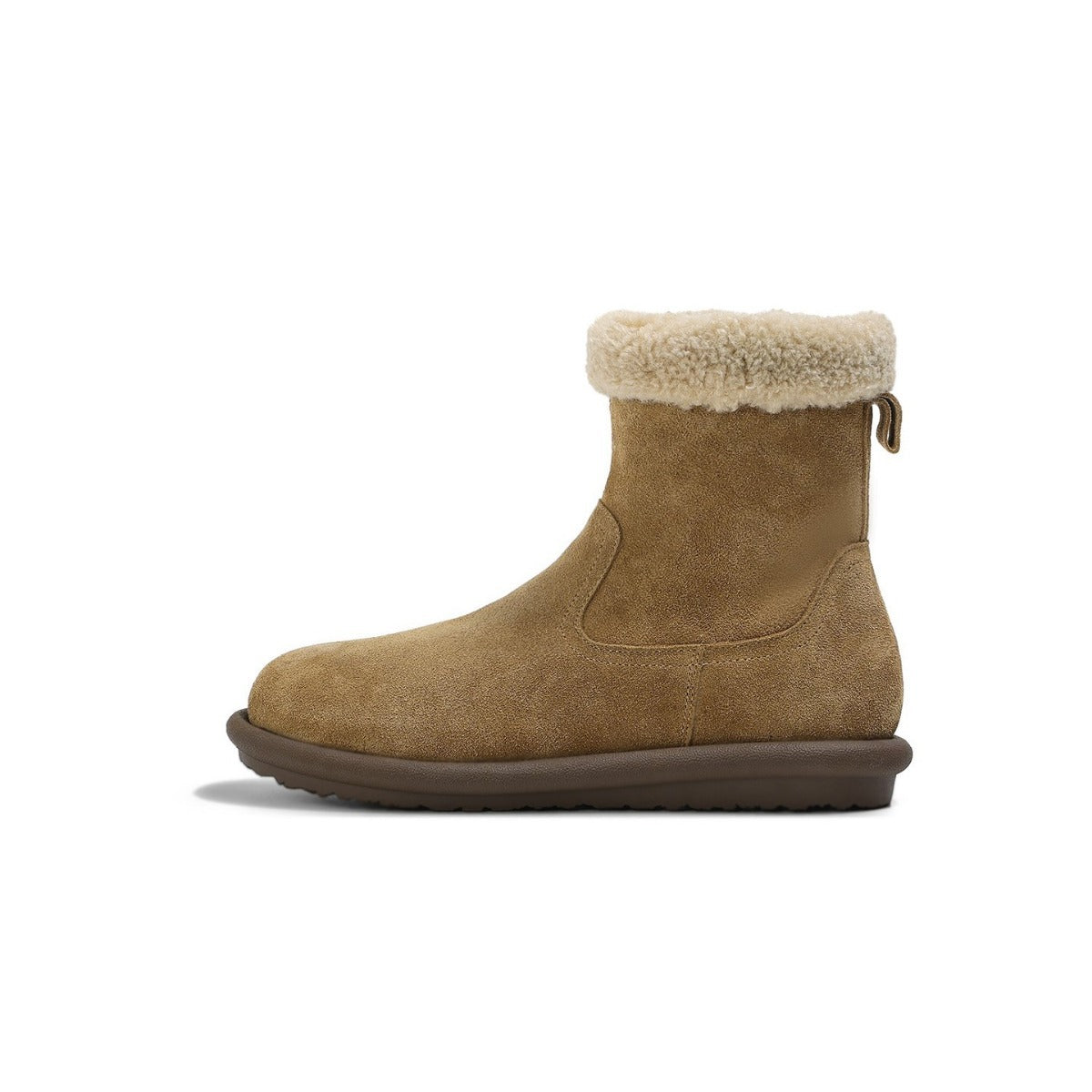 Women's Lamb Fur Insulated Flat Ankle Suede Snow Boots