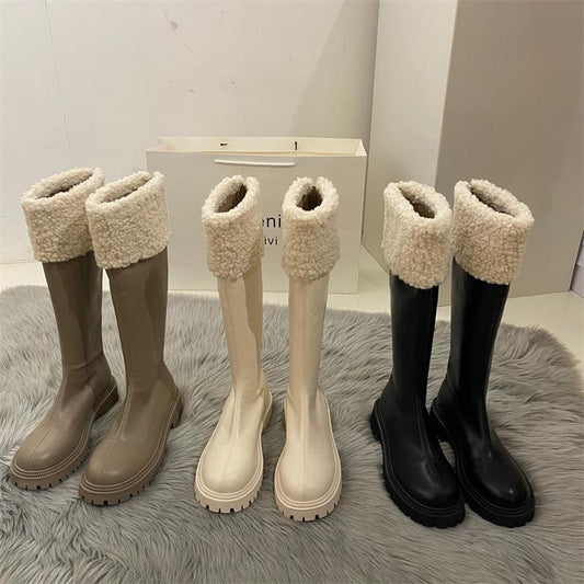 Women's Style Long Rider Fleece-lined Fluffy Winter Boots