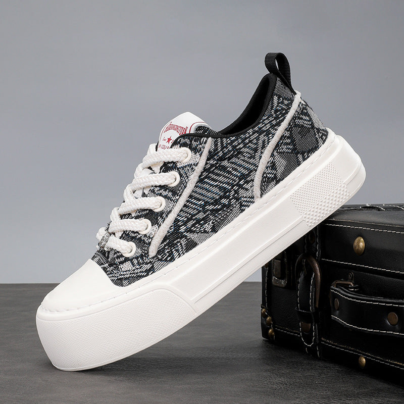 Men's Spring Chinese Style Breathable Plaid Lace Men's Shoes