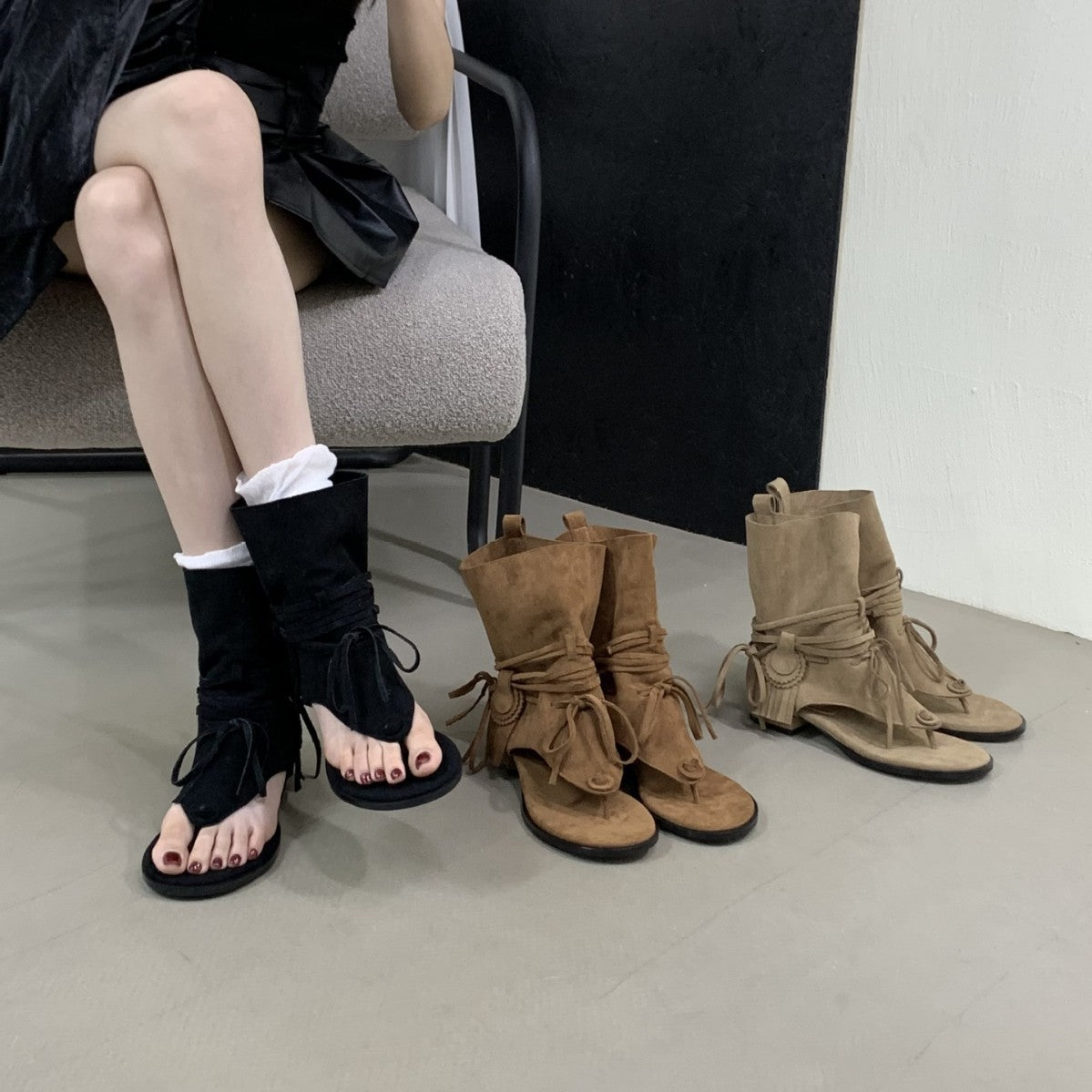 Women's Flat Toe Ring Height Increasing Insole Sandals