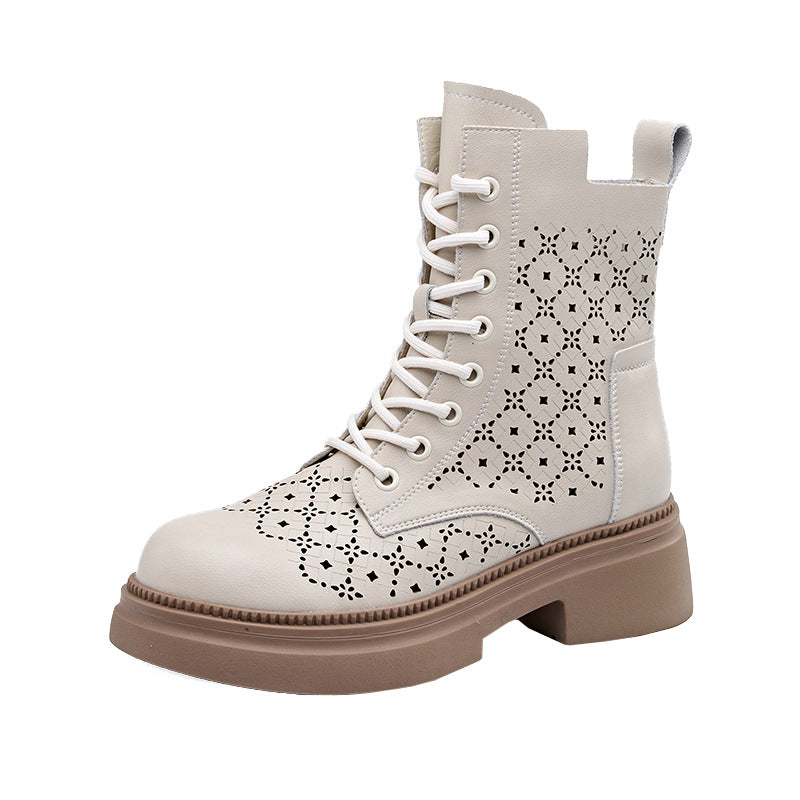 Women's Spring Small Size Hollow Martin Platform Height Increasing Insole Men's Shoes