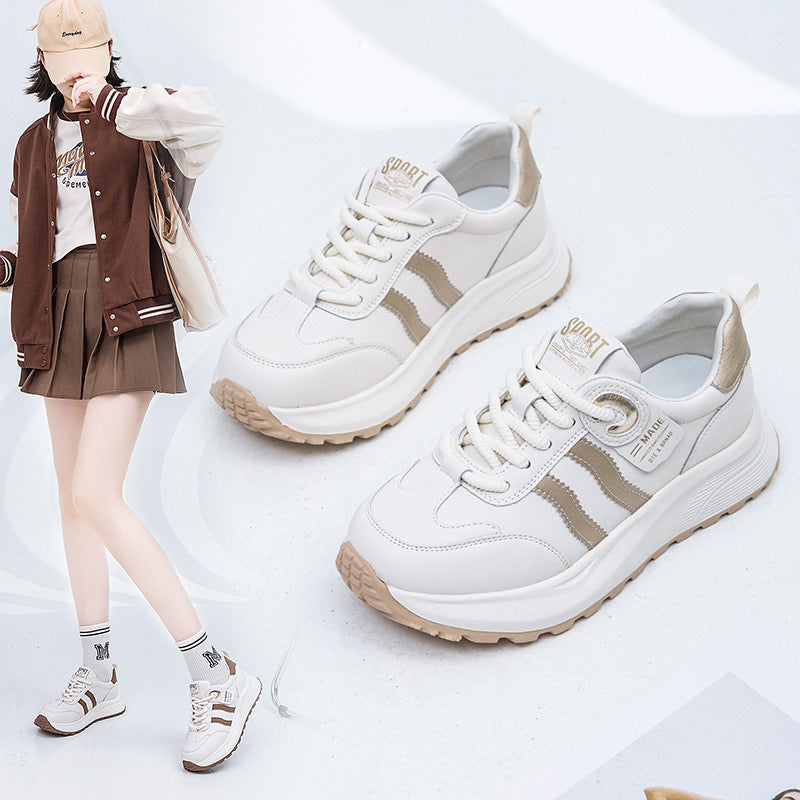 Women's Large Size One Agan White Lightweight Sneakers