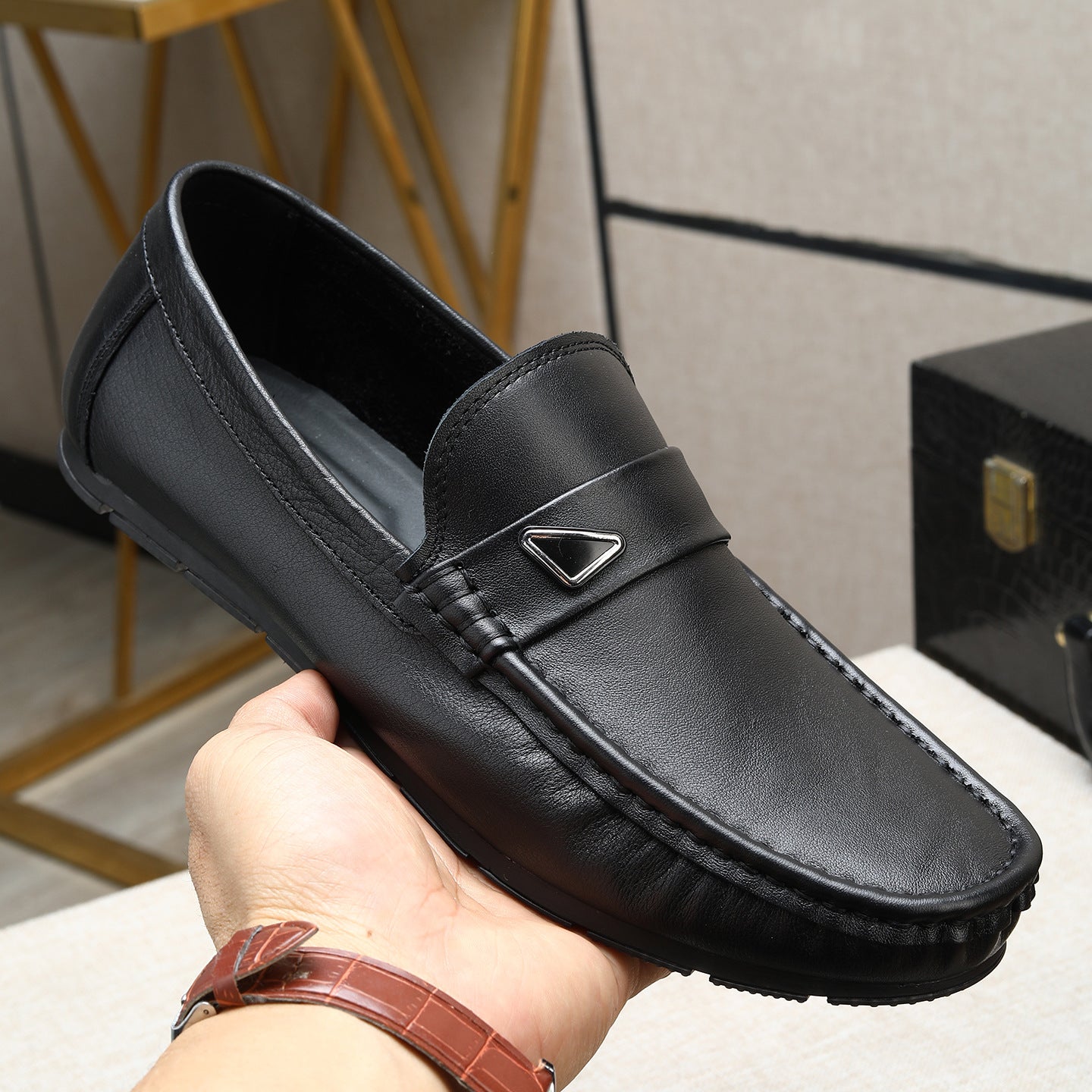 Men's Soft Breathable Single Layer Cowhide Slip-on Comfortable Great Loafers/doug Shoes