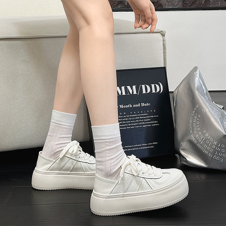 Women's Thick-soled White Two-way Wear German Training Sneakers