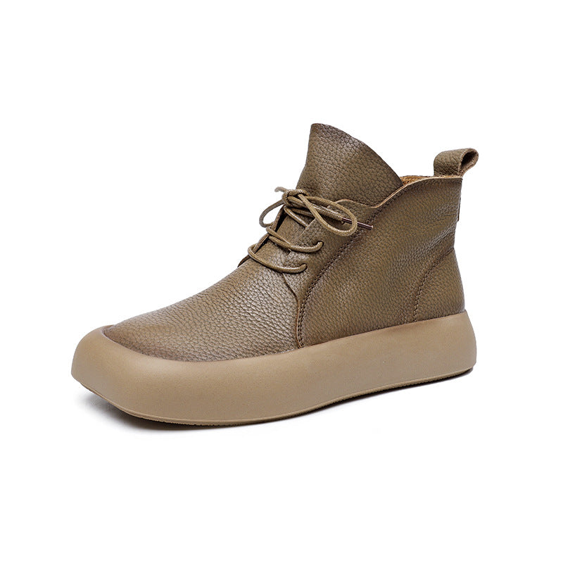 Women's Square Toe Martin Short Fashion Lychee Boots