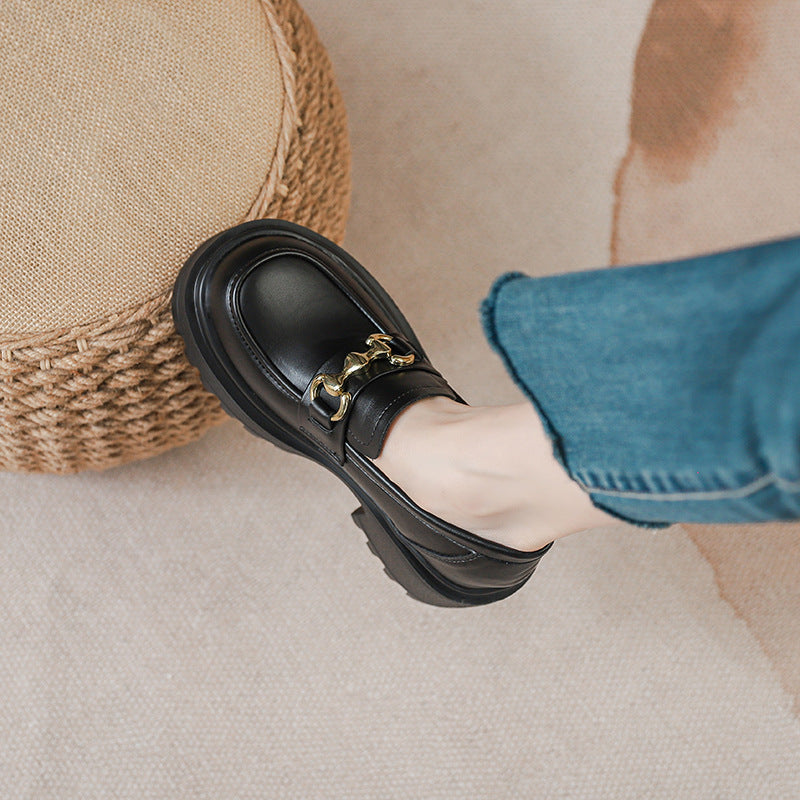 Women's Spring British Style Mary Jane Black Women's Casual Shoes