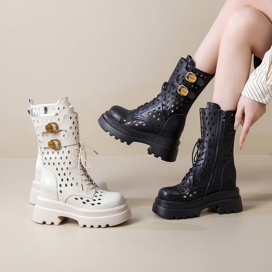 Women's Small Hight Increasing Martin Summer Thick Bottom Women's Leather Boots