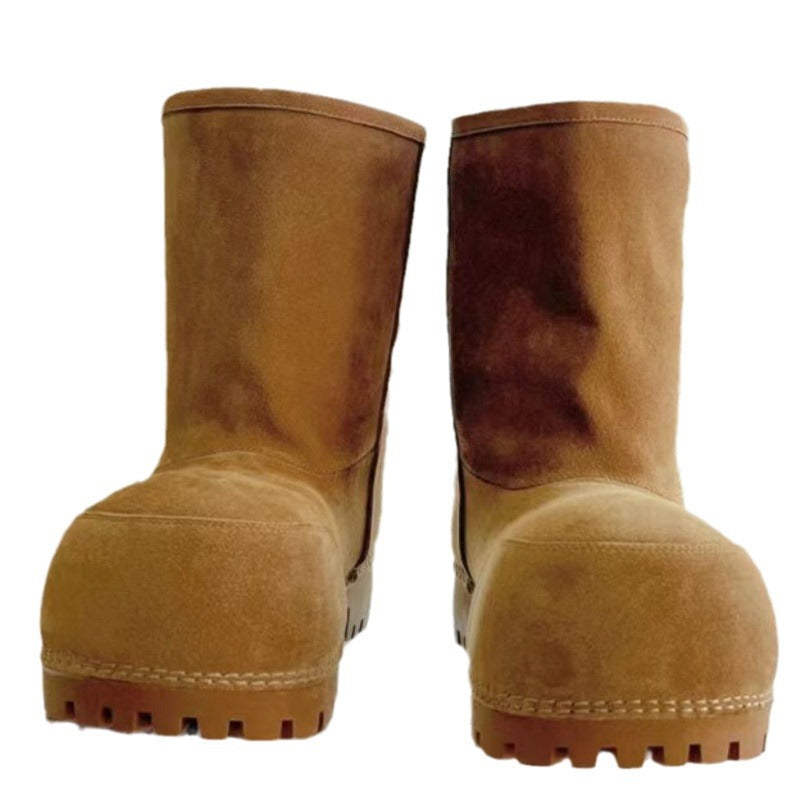 Women's & Men's Ugly Cute Big Head Thick Sole Increased Middle Fleece Snow Boots