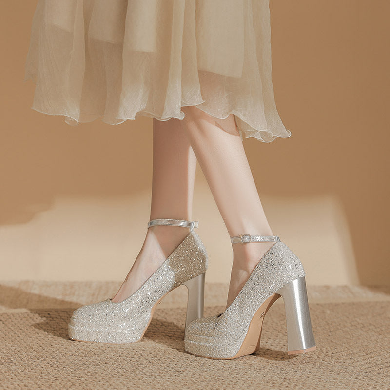 Height Increasing Not Tired Feet Pumps Word Heels