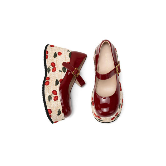 Spring Feeling Increased Embroidery Stitching With Shallow Mouth Female Mary Loafers