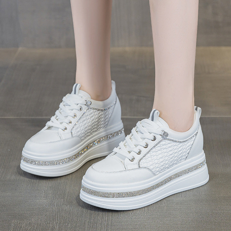 Women's Hidden White Small High-grade Fashion Weaving Casual Shoes