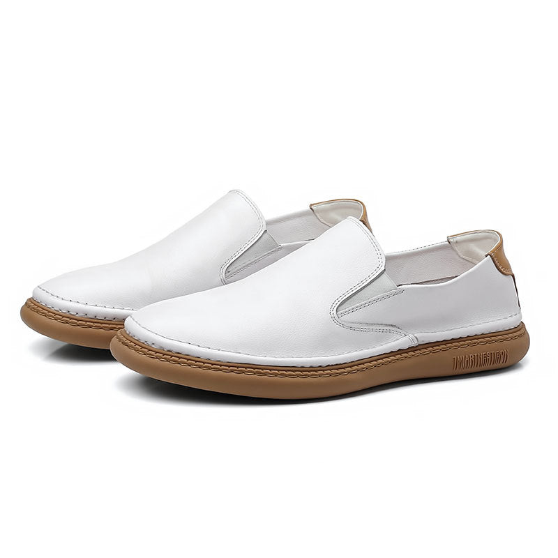 Men's Summer Slip-on Soft Bottom Cowhide Breathable Casual Shoes