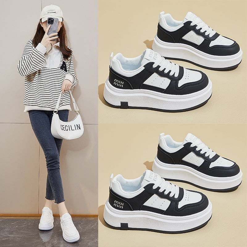 Women's Autumn White Korean Style Platform Height Increasing Casual Shoes