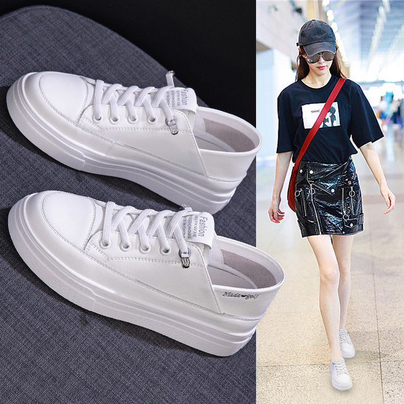 Women's Genuine Single-layer Spring Flat Step-on Slip-on Casual Shoes