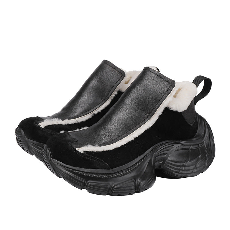 Women's Winter Thick Warm Real Fur Integrated Women's Shoes