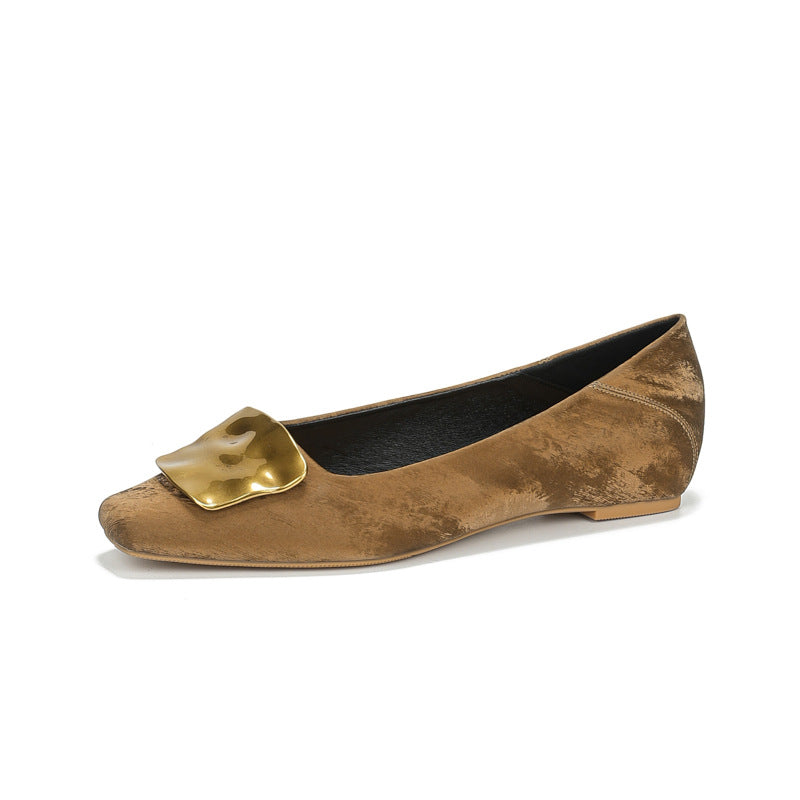 French Style Height Increasing Insole Golden Buckle Not Women's Fashion Shoes