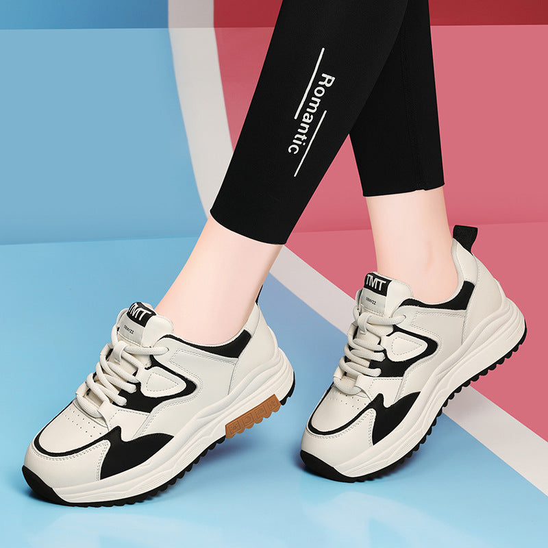 Women's Sports Genuine Retro Fashion Board Thick-soled Sneakers