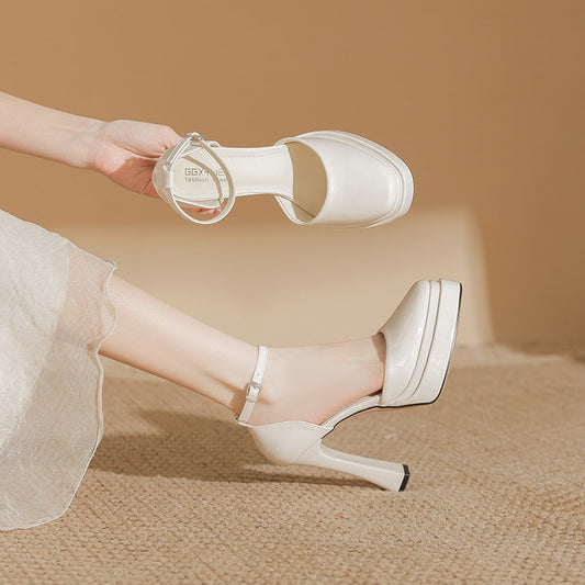Women's French Mary Jane Wedding Waterproof Platform Sexy High Heeled Sandals