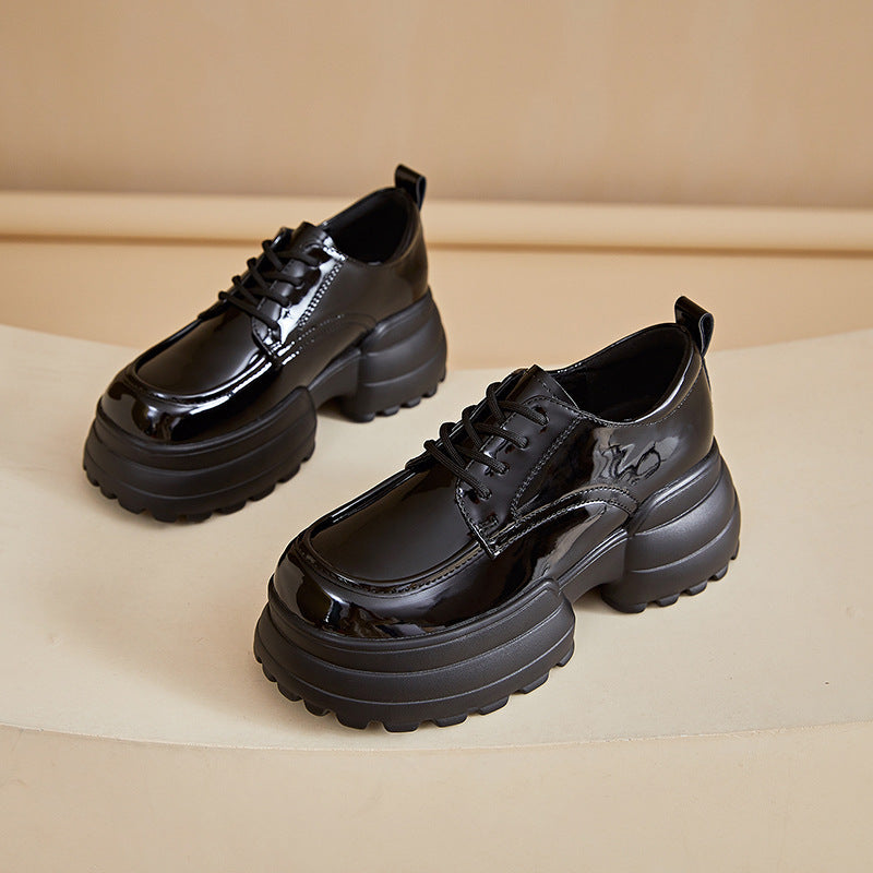 Women's Patent For Autumn College Style Thick Heels