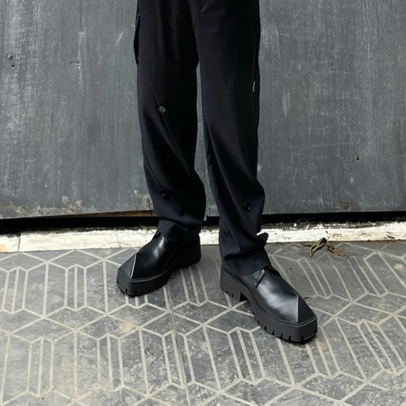 Women's Horn Muffin Platform British Retro Deep Leather Shoes