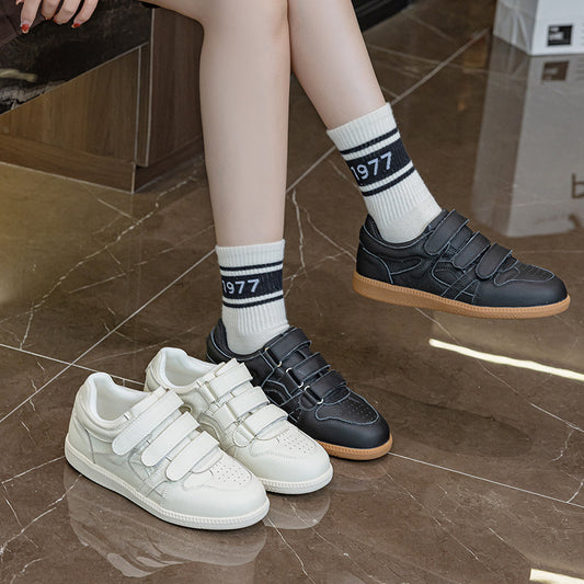 Women's Top Layer Cowhide Board Round Toe Fashion Korean Retro Genuine Women's Casual Shoes